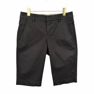 Vince NWT Side Buckle Black Poplin Mid Rise Long Bermuda Chino Shorts Uniform